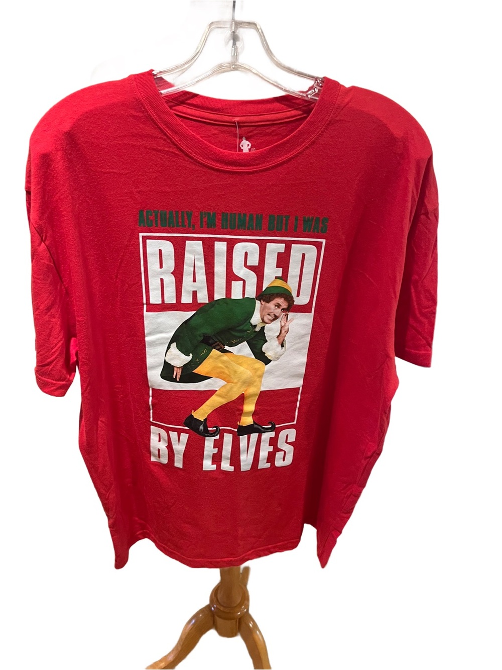 Will Ferrell Elf Movie Christmas Tee I Was Raised By Elves NWOT Men’s XL RED